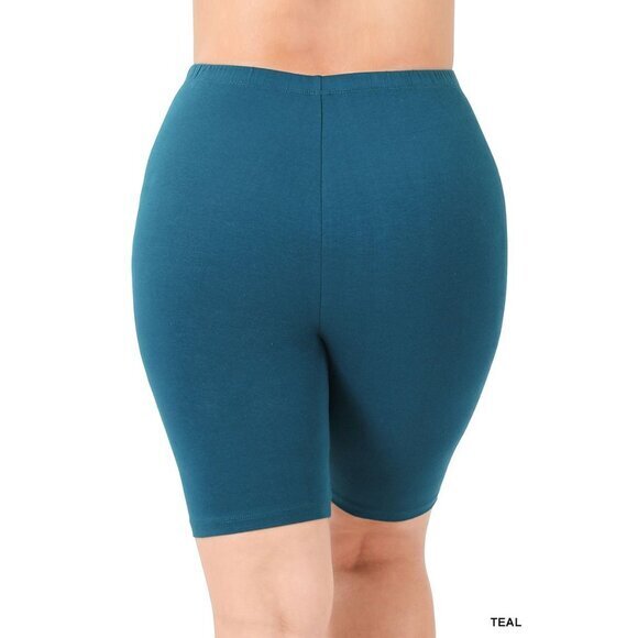 Zenana Plus‎ Size 1X Army Green Cotton Bike Shorts Stretchy & Comfy - Picture 2 of 4